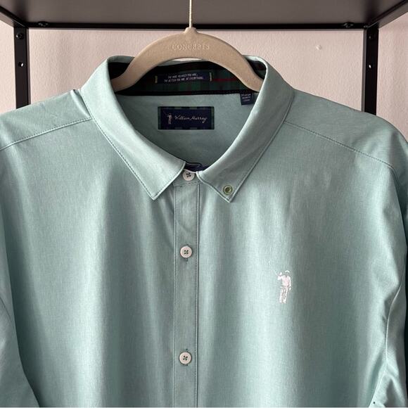 William Murray Teal Light Mint Long Sleeve Button Down Golf Shirt Men’s Size XL - Picture 2 of 8